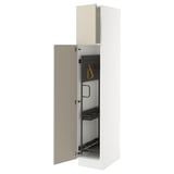 SEKTION High cabinet/pull-out int fittings, white/Havstorp beige, 15x24x80 "