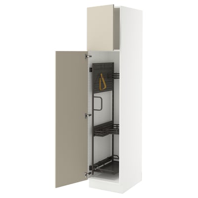 SEKTION High cabinet/pull-out int fittings, white/Havstorp beige, 18x24x80 "