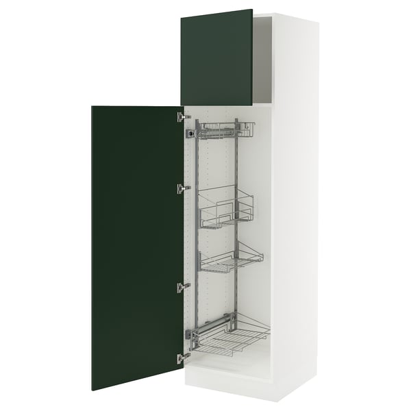 SEKTION High cabinet/pull-out int fittings, white/Havstorp deep green, 24x24x80 "