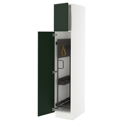 SEKTION High cabinet/pull-out int fittings, white/Havstorp deep green, 15x24x80 "