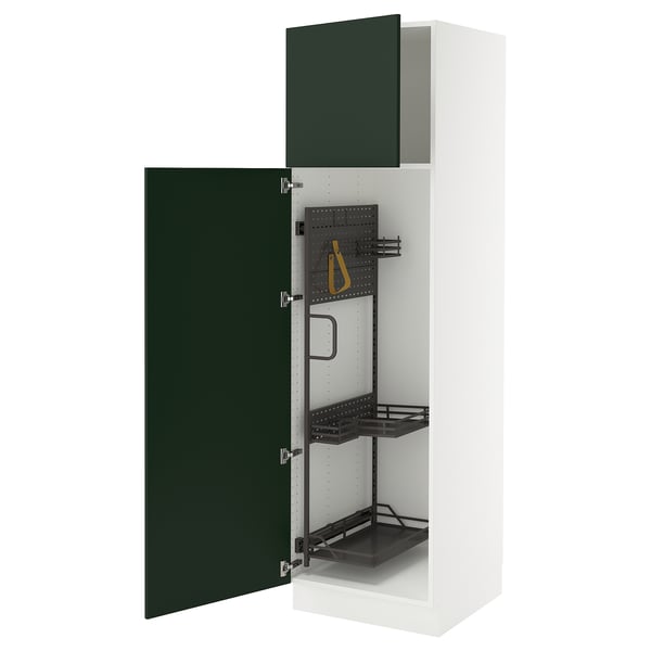 SEKTION High cabinet/pull-out int fittings, white/Havstorp deep green, 24x24x80 "