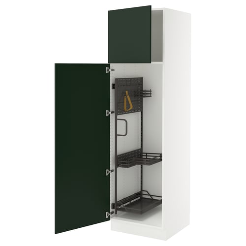 SEKTION kitchen cabinet, green, white, adjustable shelves, metal hinges.