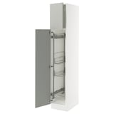 SEKTION High cabinet/pull-out int fittings, white/Havstorp light gray, 15x24x80 "