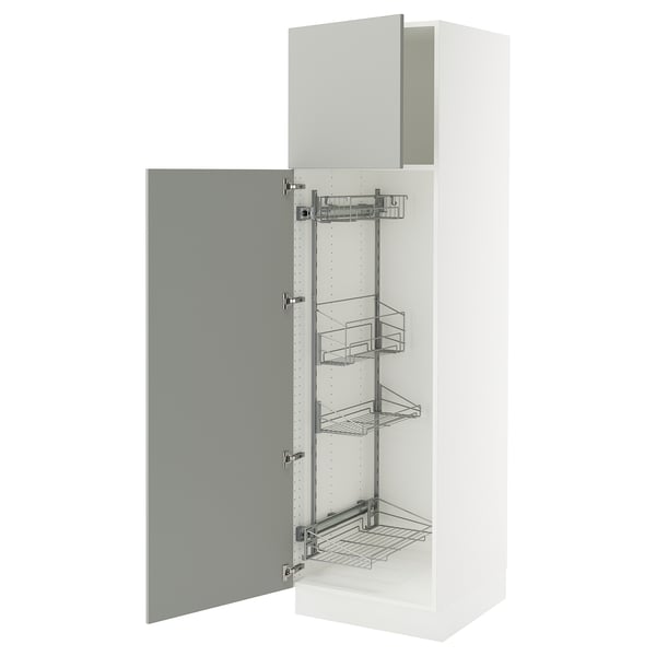 SEKTION High cabinet/pull-out int fittings, white/Havstorp light gray, 24x24x80 "