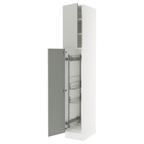 SEKTION High cabinet/pull-out int fittings, white/Havstorp light gray, 15x24x90 "