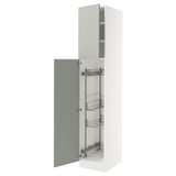 SEKTION High cabinet/pull-out int fittings, white/Havstorp light gray, 18x24x90 "