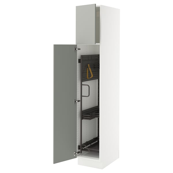 SEKTION High cabinet/pull-out int fittings, white/Havstorp light gray, 15x24x80 "
