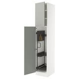 SEKTION High cabinet/pull-out int fittings, white/Havstorp light gray, 18x24x90 "