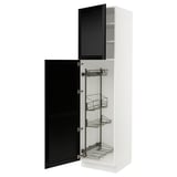 SEKTION High cabinet/pull-out int fittings, white/Lerhyttan black stained, 24x24x90 "