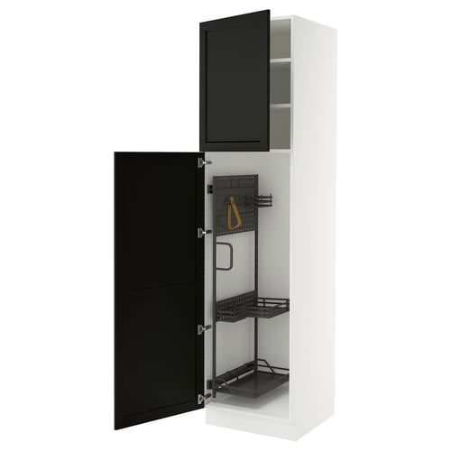 SEKTION white kitchen cabinet, black doors, adjustable shelves, dampers.