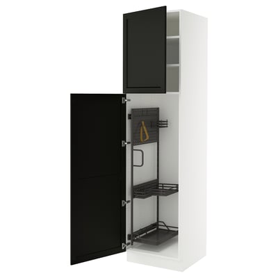 SEKTION High cabinet/pull-out int fittings, white/Lerhyttan black stained, 24x24x90 "