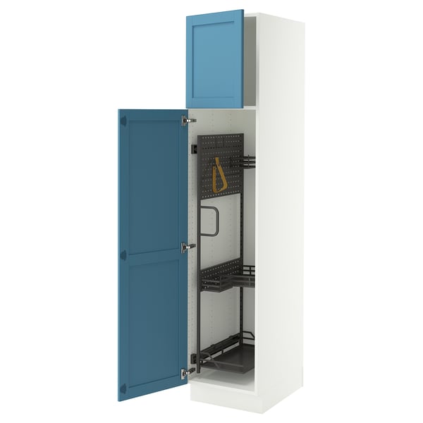 SEKTION High cabinet/pull-out int fittings, white/Lerhyttan blue, 18x24x80 "