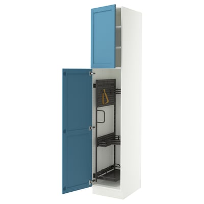 SEKTION High cabinet/pull-out int fittings, white/Lerhyttan blue, 18x24x90 "
