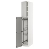 SEKTION High cabinet/pull-out int fittings, white/Lerhyttan light gray, 15x24x90 "