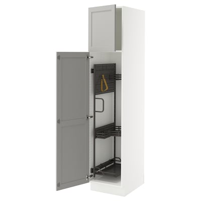 SEKTION High cabinet/pull-out int fittings, white/Lerhyttan light gray, 18x24x80 "