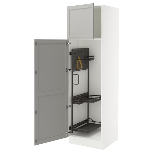SEKTION High cabinet/pull-out int fittings, white/Lerhyttan light gray, 24x24x80 "