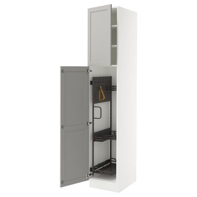SEKTION High cabinet/pull-out int fittings, white/Lerhyttan light gray, 18x24x90 "