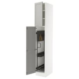 SEKTION High cabinet/pull-out int fittings, white/Lerhyttan light gray, 15x24x90 "