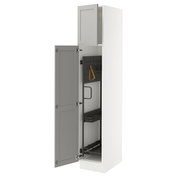 SEKTION High cabinet/pull-out int fittings, white/Lerhyttan light gray, 15x24x80 "