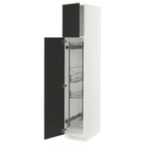 SEKTION High cabinet/pull-out int fittings, white/Nickebo matte anthracite, 15x24x80 "