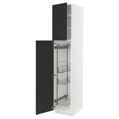 SEKTION High cabinet/pull-out int fittings, white/Nickebo matte anthracite, 18x24x90 "