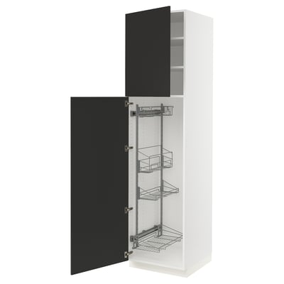 SEKTION High cabinet/pull-out int fittings, white/Nickebo matte anthracite, 24x24x90 "