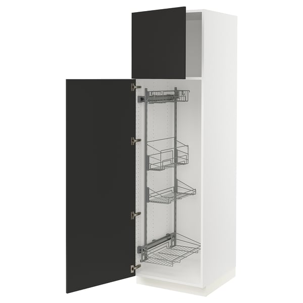 SEKTION High cabinet/pull-out int fittings, white/Nickebo matte anthracite, 24x24x80 "