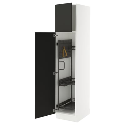 SEKTION High cabinet/pull-out int fittings, white/Nickebo matte anthracite, 18x24x80 "