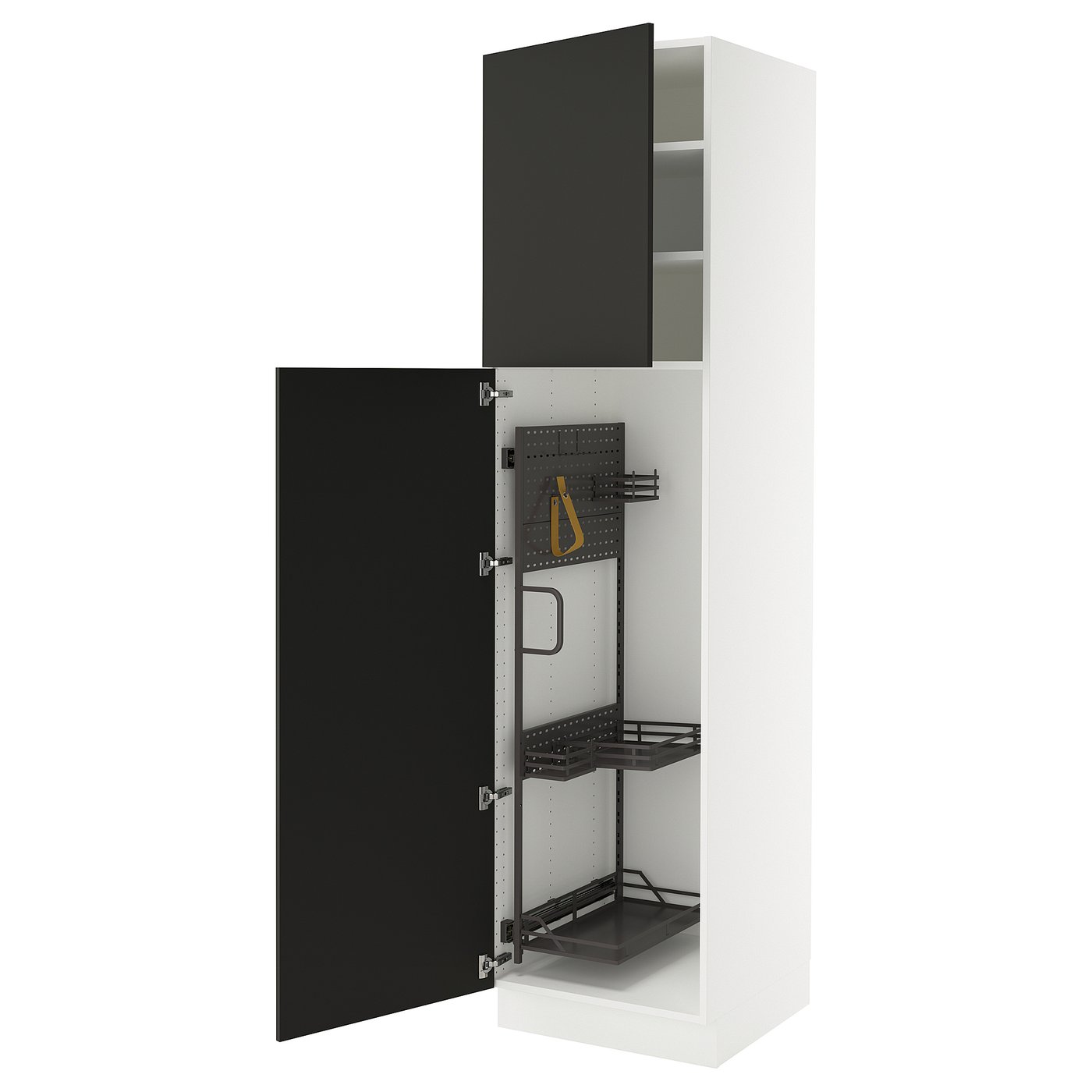 SEKTION high cabinet/pull-out int fittings, white/Nickebo matte