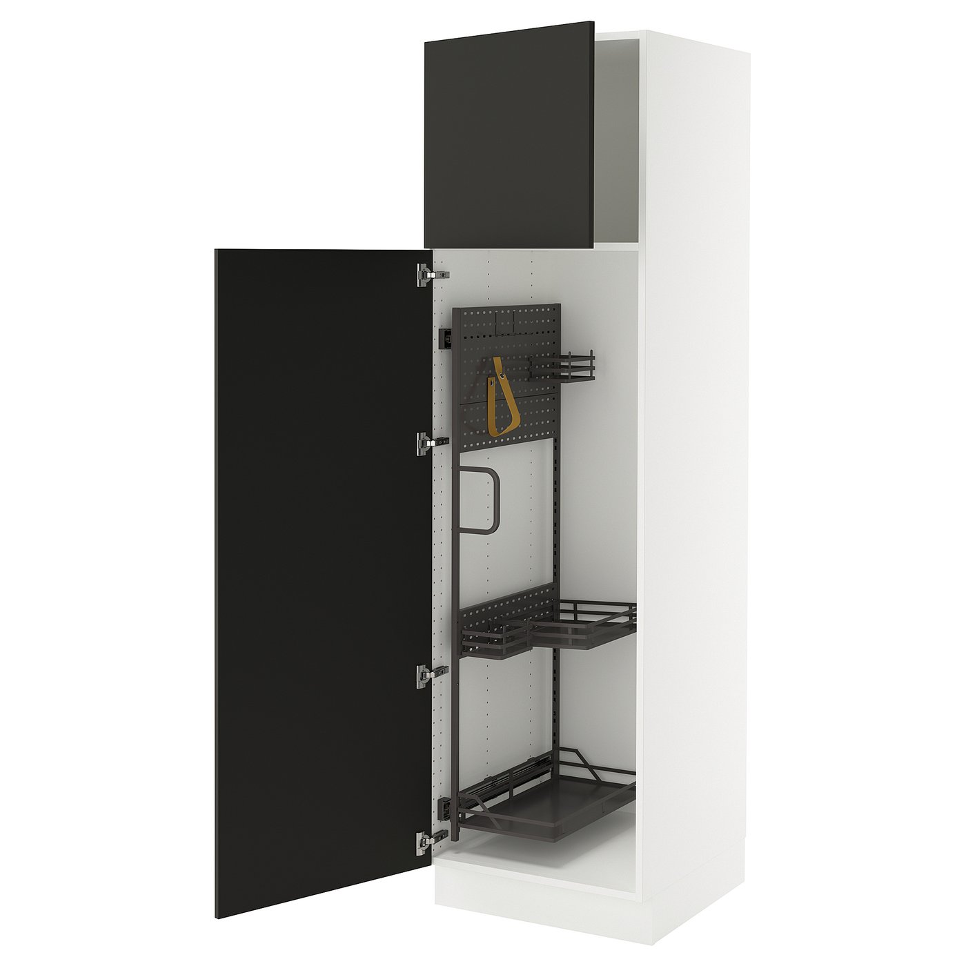 SEKTION high cabinet/pull-out int fittings, white/Nickebo matte