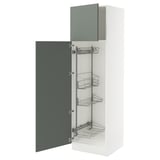 SEKTION High cabinet/pull-out int fittings, white/Nickebo matte grey-green, 24x24x80 "