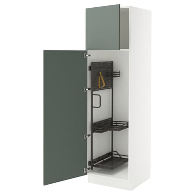 SEKTION High cabinet/pull-out int fittings, white/Nickebo matte grey-green, 24x24x80 "