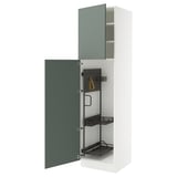 SEKTION High cabinet/pull-out int fittings, white/Nickebo matte grey-green, 24x24x90 "