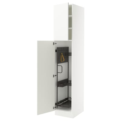 SEKTION white high cabinet; modern, adjustable shelves, clean look.