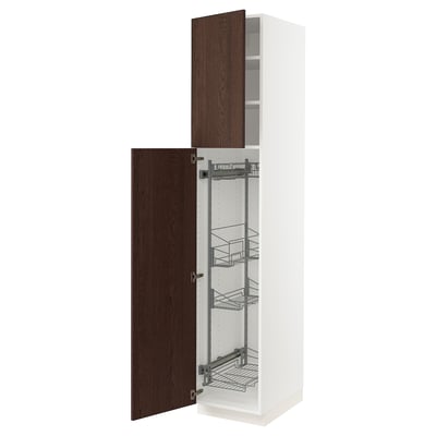 SEKTION High cabinet/pull-out int fittings, white/Sinarp brown, 18x24x90 "