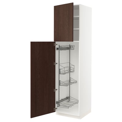 SEKTION High cabinet/pull-out int fittings, white/Sinarp brown, 24x24x90 "