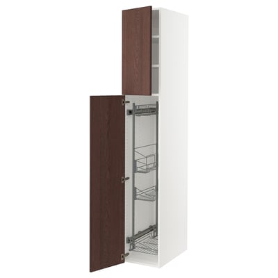 SEKTION High cabinet/pull-out int fittings, white/Sinarp brown, 15x24x90 "