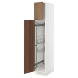SEKTION High cabinet/pull-out int fittings, white/Tistorp brown walnut effect, 15x24x80 "