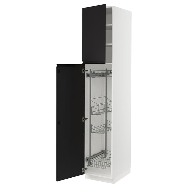 SEKTION High cabinet/pull-out int fittings, white/Upplöv matte anthracite, 18x24x90 "