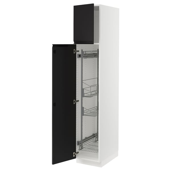 SEKTION High cabinet/pull-out int fittings, white/Upplöv matte anthracite, 15x24x80 "