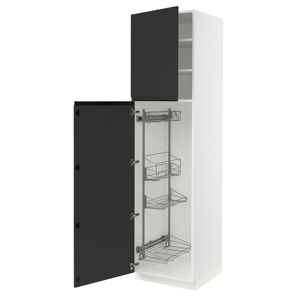 SEKTION High cabinet/pull-out int fittings, white/Upplöv matte anthracite, 24x24x90 "
