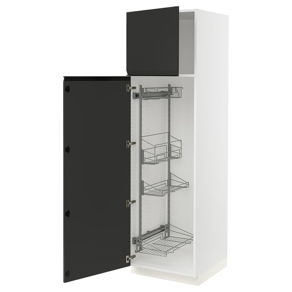 SEKTION High cabinet/pull-out int fittings, white/Upplöv matte anthracite, 24x24x80 "