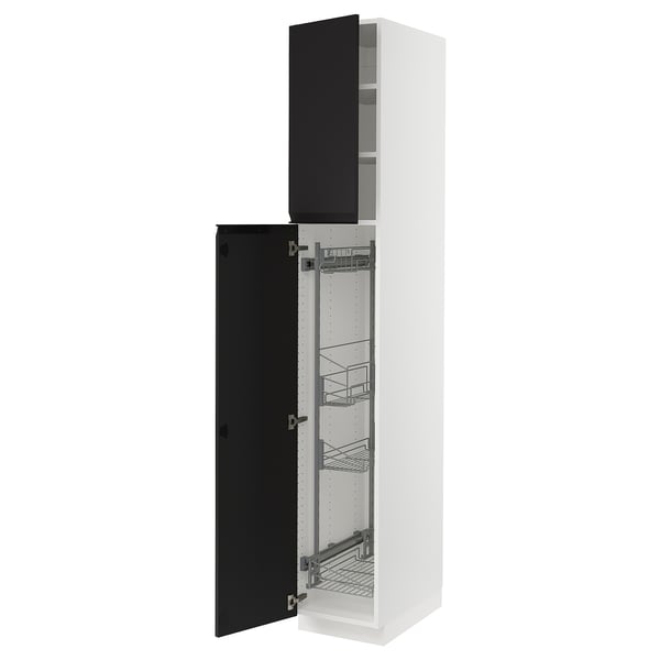 SEKTION High cabinet/pull-out int fittings, white/Upplöv matte anthracite, 15x24x90 "