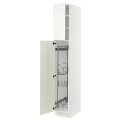 SEKTION High cabinet/pull-out int fittings, white/Vallstena white, 15x24x90 "