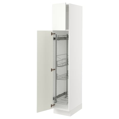 SEKTION High cabinet/pull-out int fittings, white/Vallstena white, 15x24x80 "
