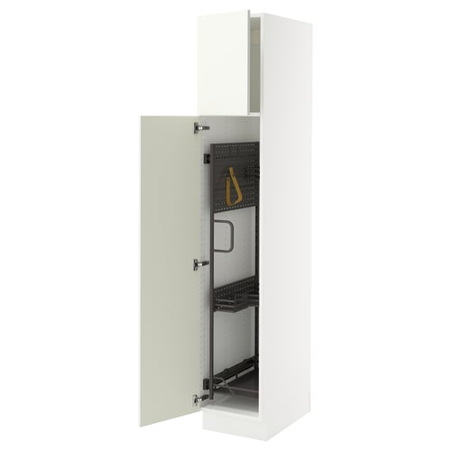 SEKTION white kitchen cabinet with adjustable shelves and single door.