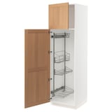 SEKTION High cabinet/pull-out int fittings, white/Vedhamn oak, 24x24x80 "