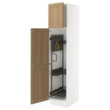 SEKTION High cabinet/pull-out int fittings, white/Vedhamn oak, 18x24x80 "