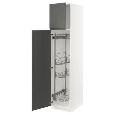 SEKTION High cabinet/pull-out int fittings, white/Voxtorp dark gray, 18x24x80 "