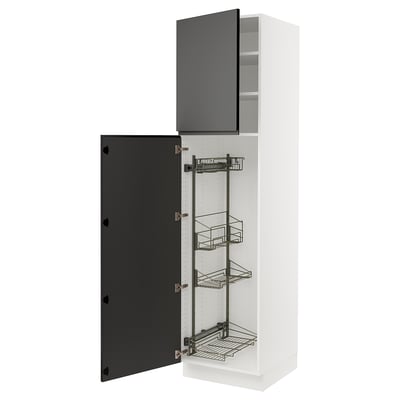 SEKTION High cabinet/pull-out int fittings, white/Voxtorp dark gray, 24x24x90 "